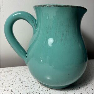 Vintage turquoise De Silva pottery pitcher made in Italy